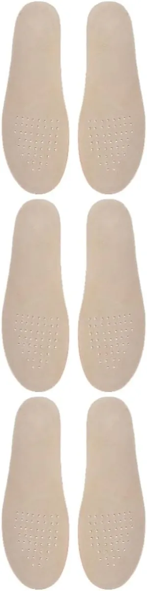 3 Pairs Taller Pad Insoles Heightening Inserts Breathable Pig Skin for Women's Men's Shoes 2.5cm Lift