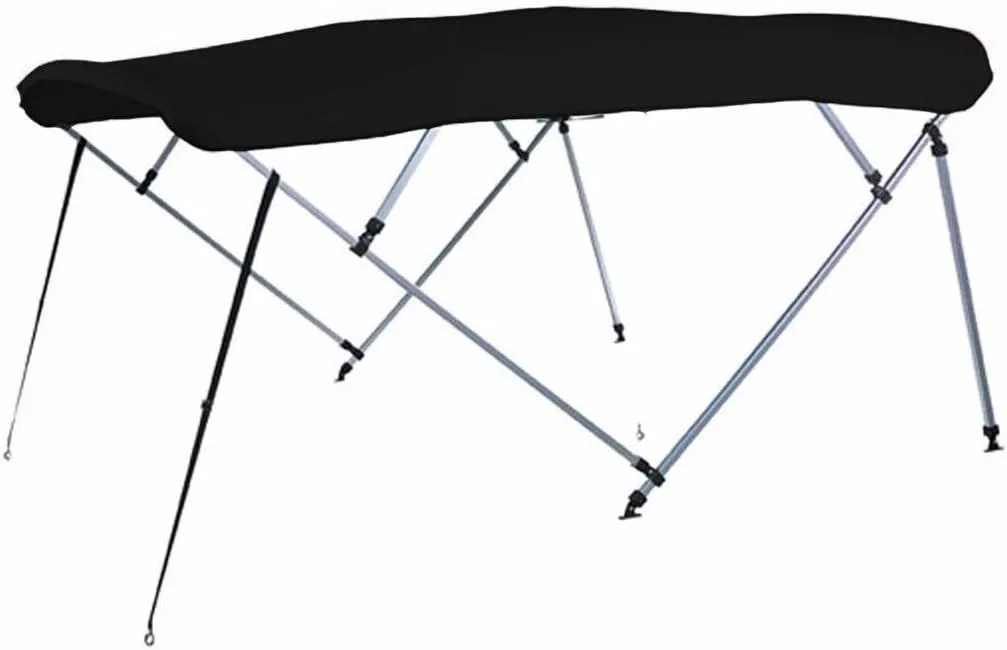 7.6 oz Black 4 Bow Square Tube Boat Bimini TOP Without Running Light Cutout Sunshade Compatible for Tahoe Alpine Fish 1822 All Years