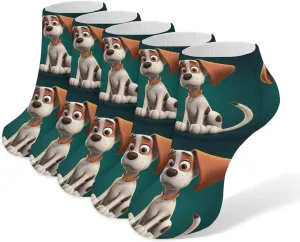 A Cartoon Dog Ankle Socks for Men & Women, 5 Pairs Breathable Soft Low Cut Socks, Stretch Sweat Wicking Sox