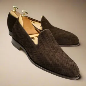 Aaron Brown Suede Braided Slip-on Loafer