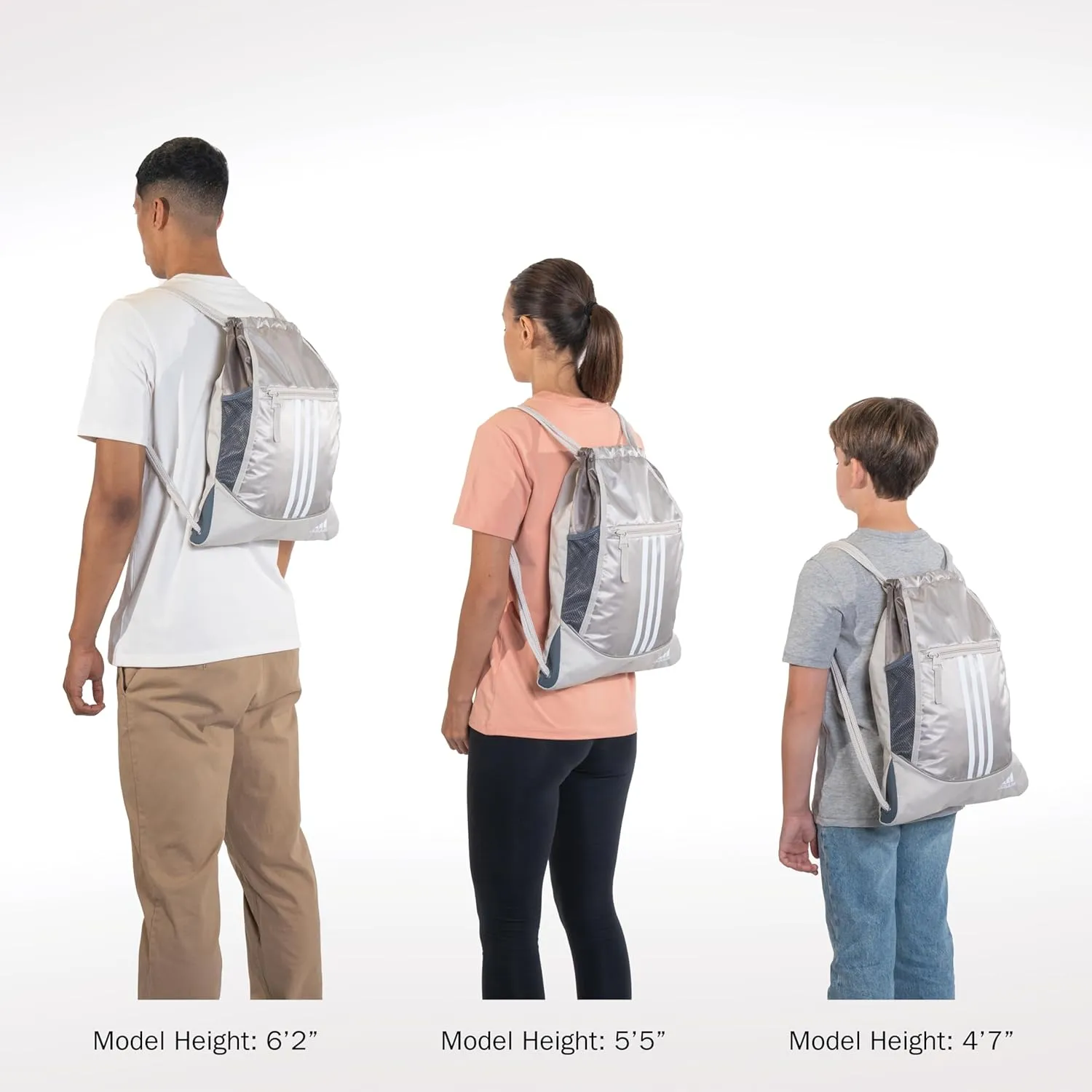 adidas Alliance Sackpack, Drawstring Backpack, Lightweight Small Gym Bag for Women and Men, Silver Green/White/Onix Grey, One Size