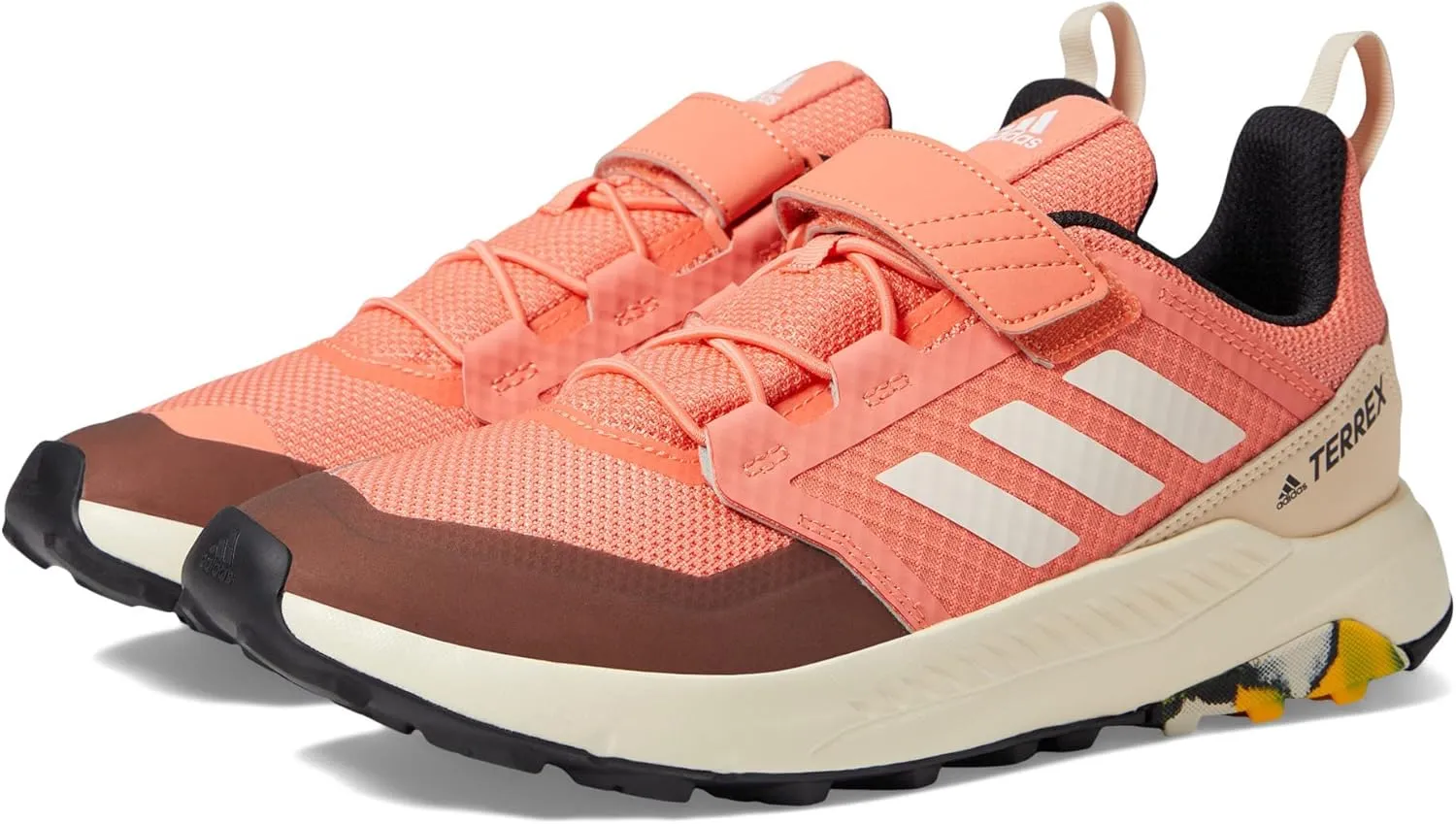 adidas Terrex Trailmaker Hiking Sneaker, Coral Fusion/Wonder White/Solar Gold, 2.5 US Unisex Little Kid