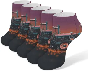 Aesthetic Tractor Ankle Socks for Men & Women, 5 Pairs Breathable Soft Low Cut Socks, Stretch Sweat Wicking Sox