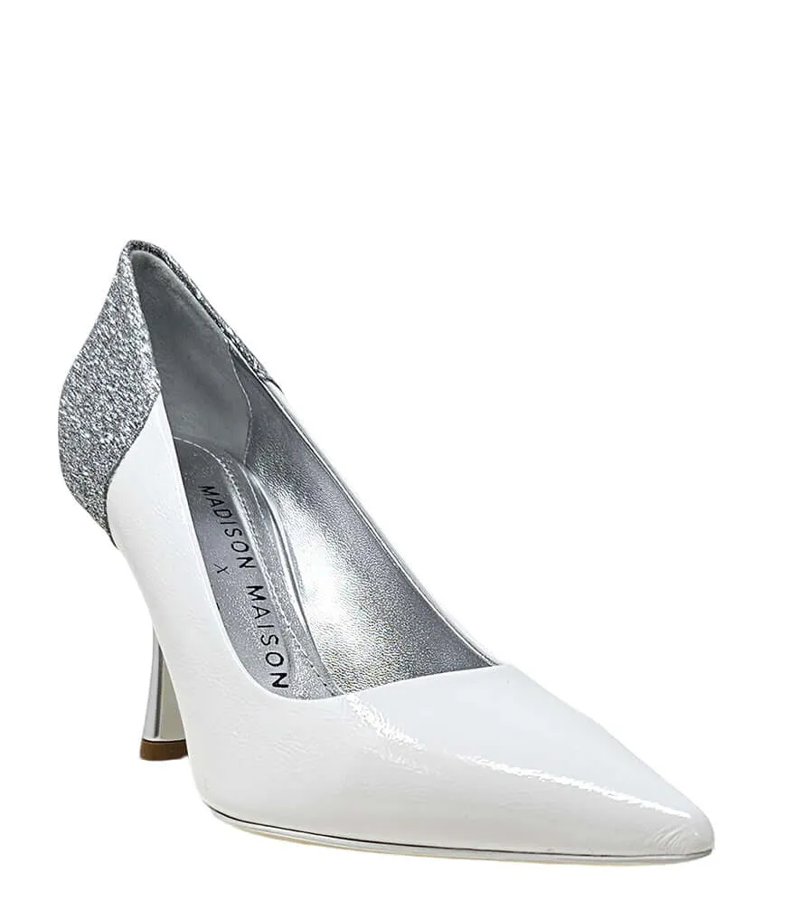 Alena White/Silver High Heel Glitter Pump