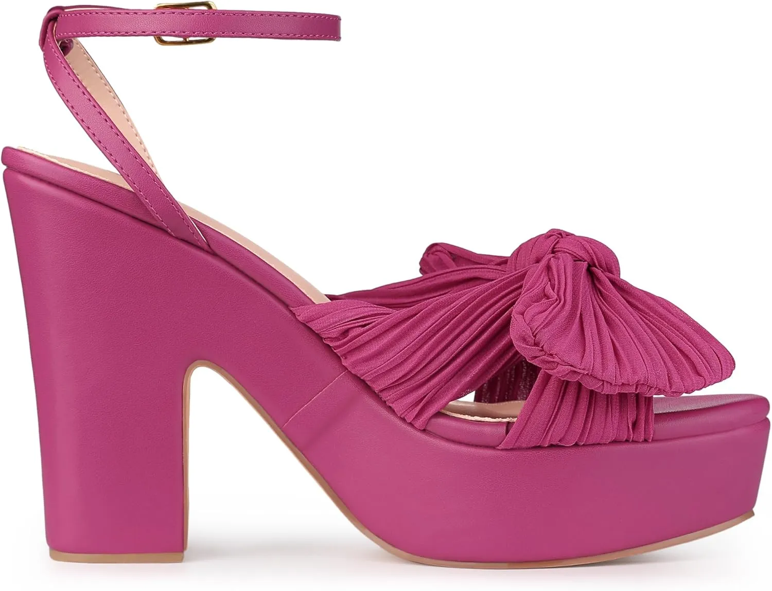 Allegra K Women's Platform Bow Heels Slingback Chunky Heel Sandals