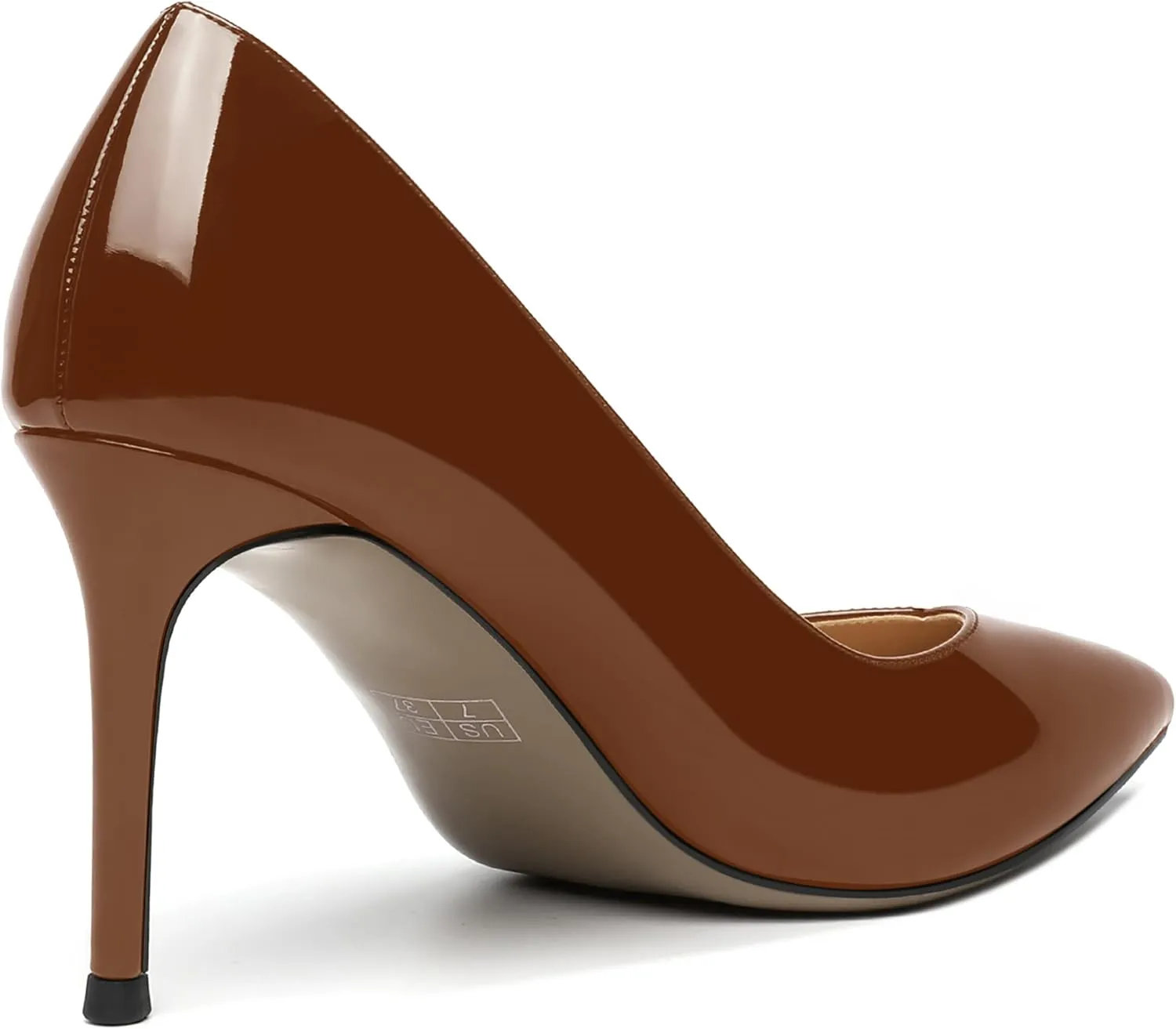 AMBELIGHT Womens Patent Pointed Toe Slip On Dating Dress Ankle Strap Stiletto High Heel Pumps Shoes 3.3 Inch