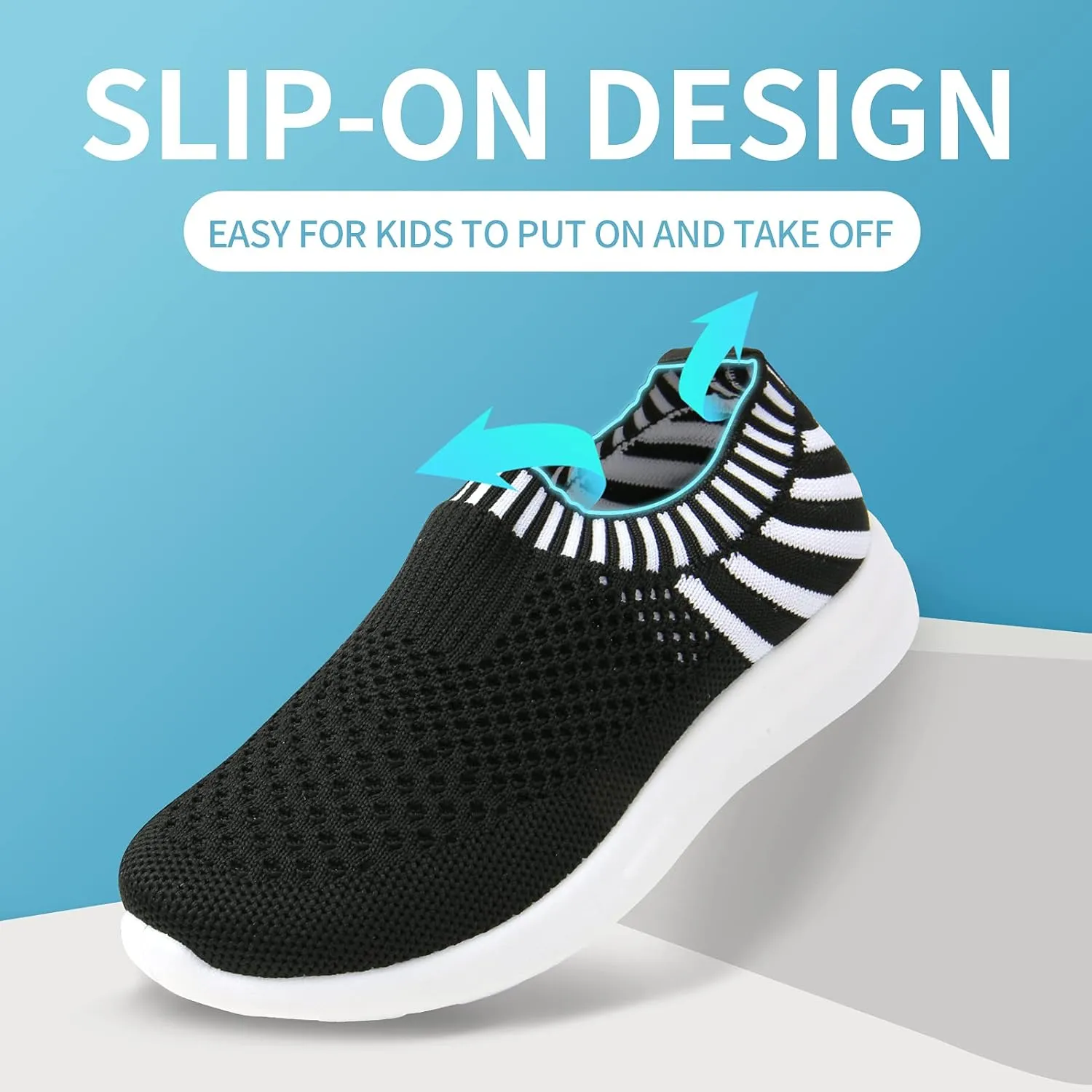Apawwa Kids Lightweight Slip On Running Shoes - Pink/Blue/Navy/Black Walking Shoes for Toddler/Little Kids/Big Kids