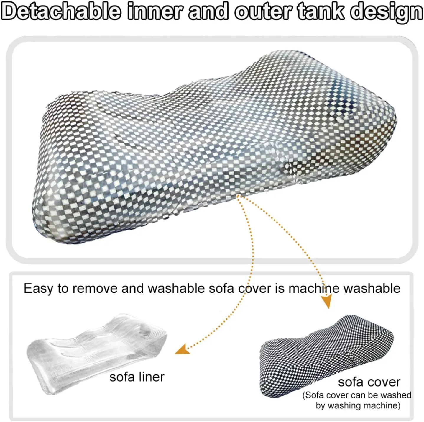 Automatic Inflatable Lounger Air Sofa Inflatable Chair for Adults Waterproof & Anti-Air Leaking, Hammock Air Chair for Outdoor Camping Beach Traveling,Grey