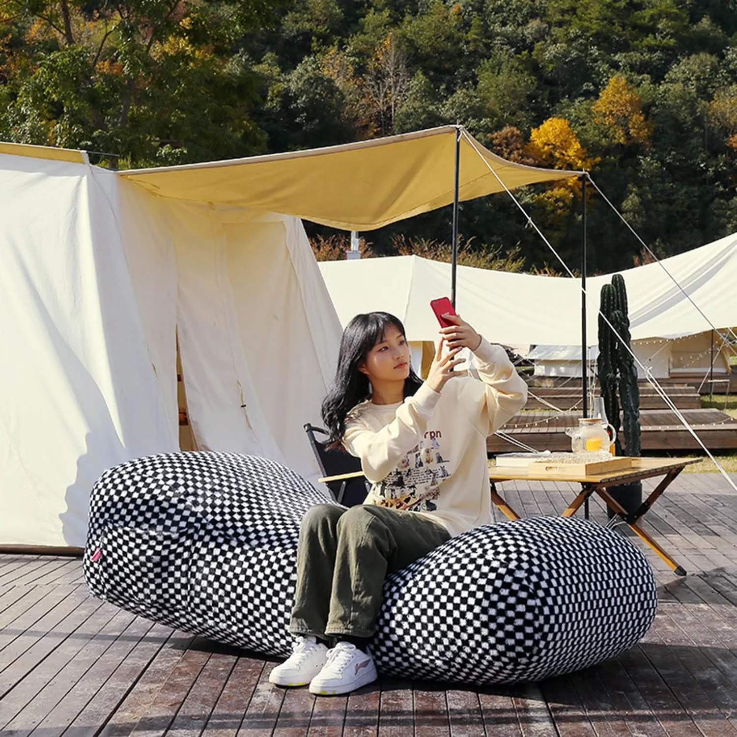 Automatic Inflatable Lounger Air Sofa Inflatable Chair for Adults Waterproof & Anti-Air Leaking, Hammock Air Chair for Outdoor Camping Beach Traveling,Grey