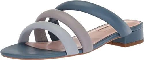 Avec Les Filles Women's Carla Flat Sandal, China Blue/Multi Nappa, 7.5 M US