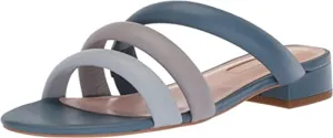 Avec Les Filles Women's Carla Flat Sandal, China Blue/Multi Nappa, 7.5 M US
