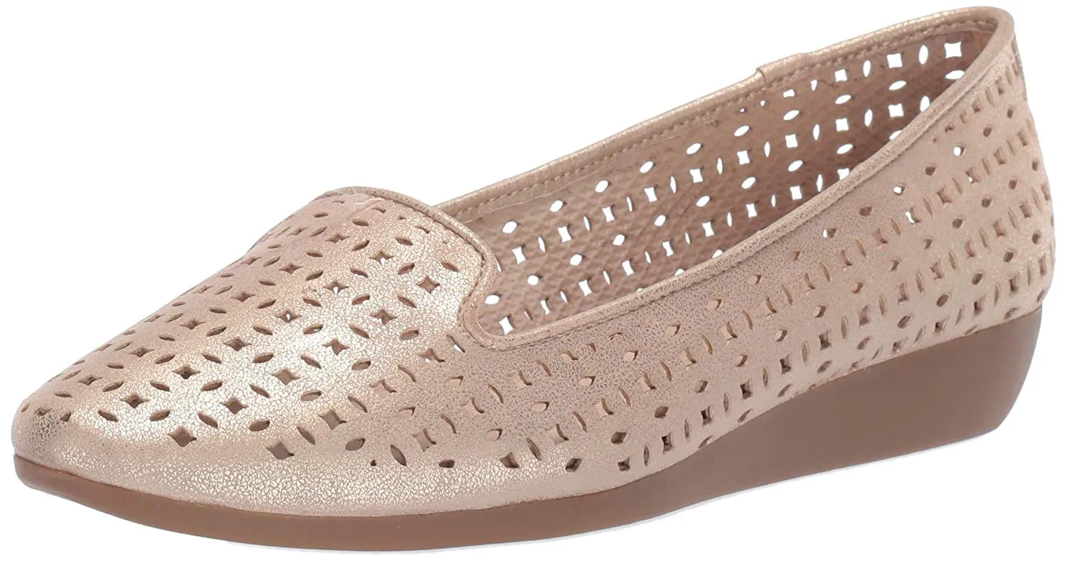Ballet Parchment Flat Sandals Cutout Aerosoles Wedge Gold Interactive On Metallic Tailored service Slip Heel