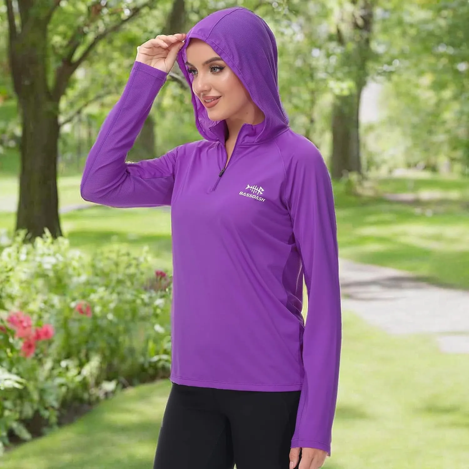BASSDASH Women’s UPF 50  Performance Hoodie Long Sleeve UV Fishing Hiking Shirt