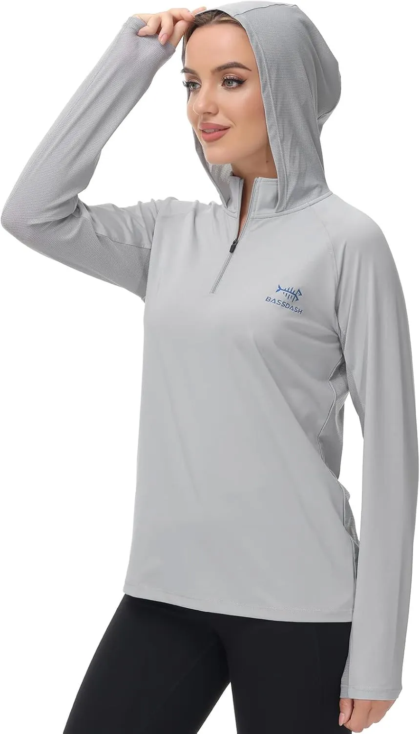 BASSDASH Women’s UPF 50  Performance Hoodie Long Sleeve UV Fishing Hiking Shirt