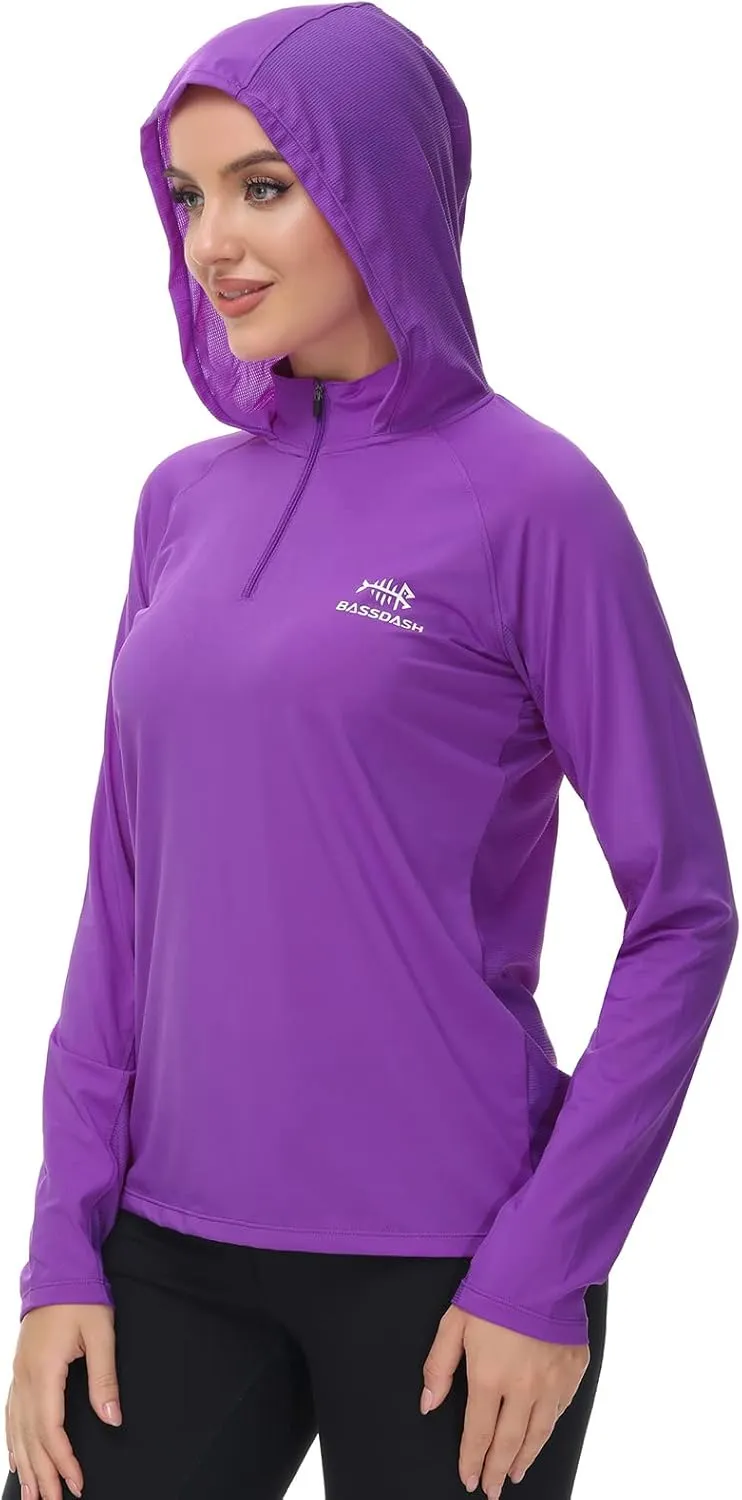 BASSDASH Women’s UPF 50  Performance Hoodie Long Sleeve UV Fishing Hiking Shirt