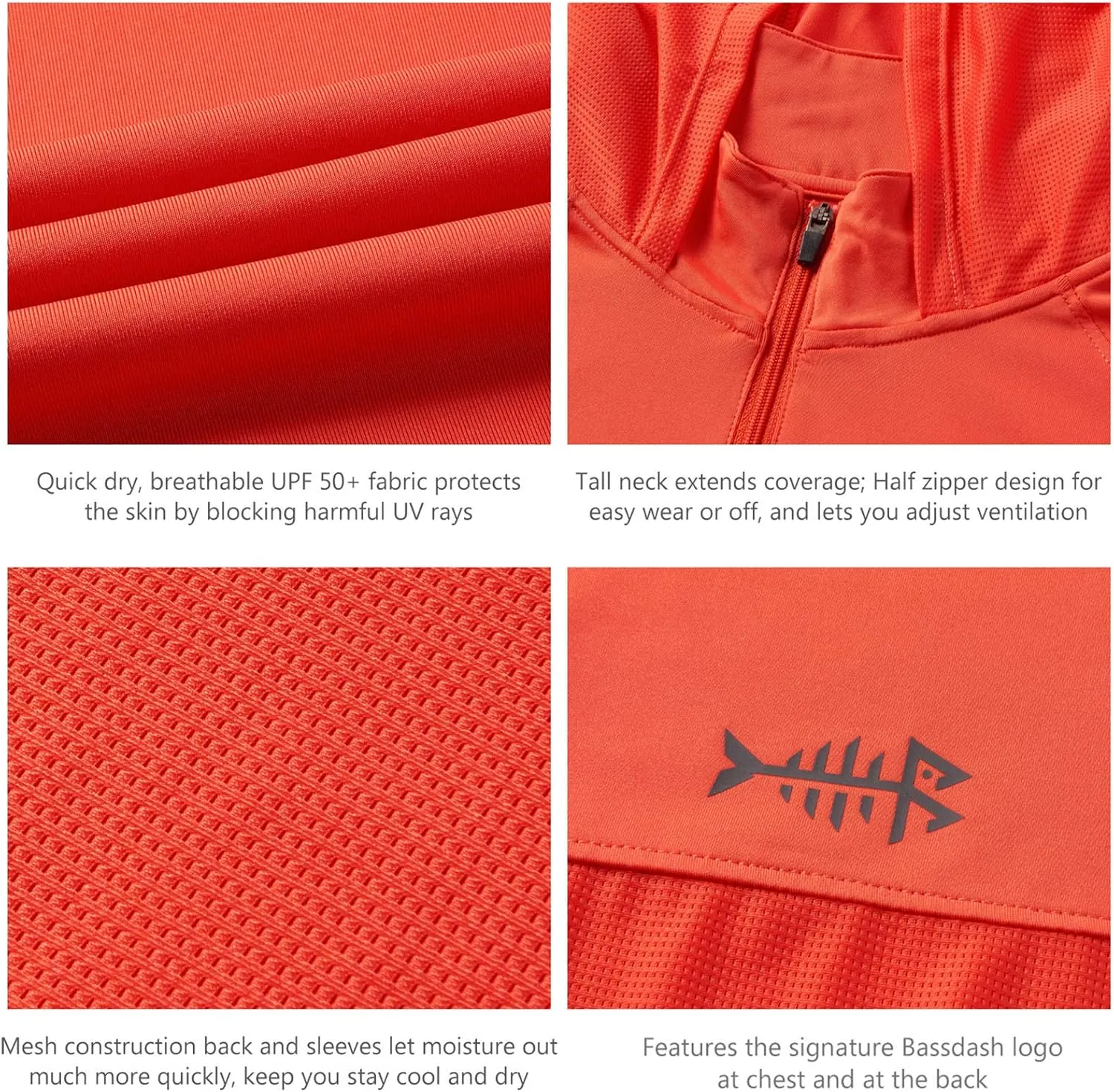 BASSDASH Women’s UPF 50  Performance Hoodie Long Sleeve UV Fishing Hiking Shirt