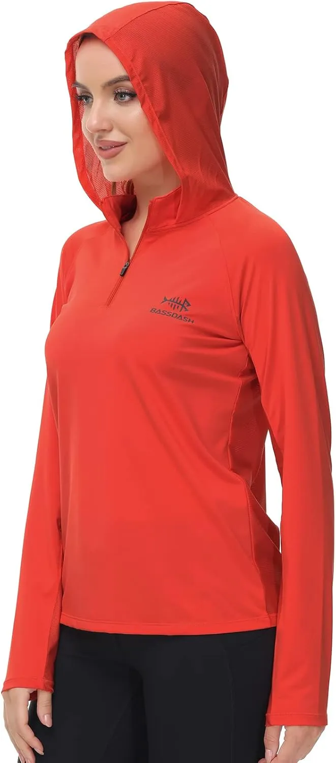 BASSDASH Women’s UPF 50  Performance Hoodie Long Sleeve UV Fishing Hiking Shirt