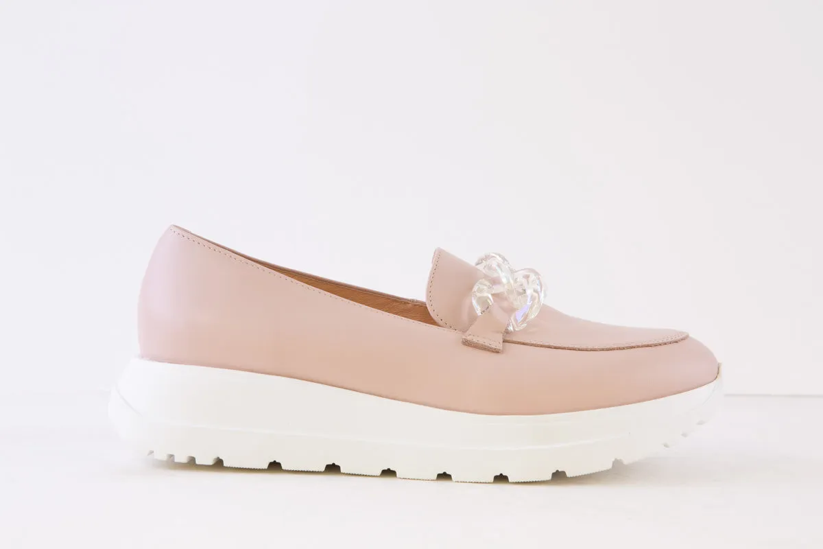 BIOECO - 6350/2064 CHUNKY WEDGE LOAFER - PINK LEATHER