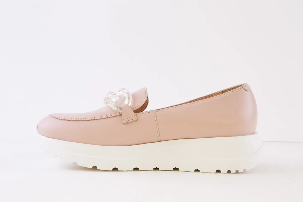 BIOECO - 6350/2064 CHUNKY WEDGE LOAFER - PINK LEATHER