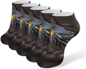 Bird Sitting on Branch Ankle Socks for Men & Women, 5 Pairs Breathable Soft Low Cut Socks, Stretch Sweat Wicking Sox