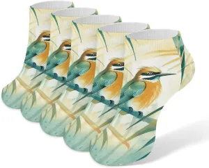 Birds And Tree Ankle Socks for Men & Women, 5 Pairs Breathable Soft Low Cut Socks, Stretch Sweat Wicking Sox