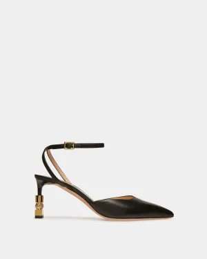 Block Ankle Strap Pump In Leather