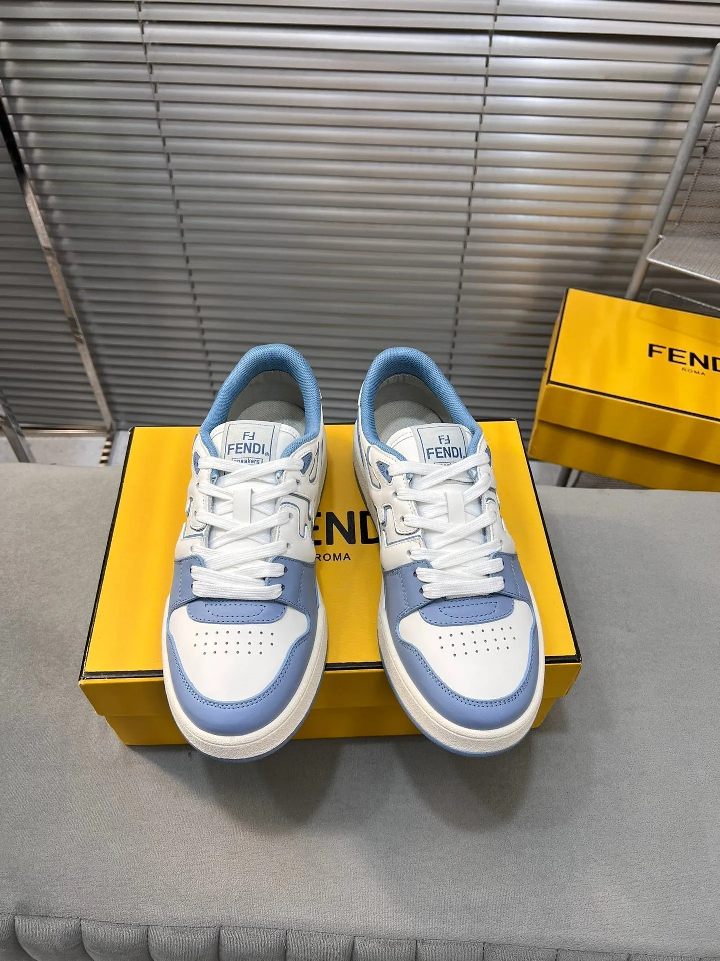 BLUE FENDI WHITE CERULEAN CALFSKIN AND MIX MESH Secure payment options FENDI Client satisfaction MATCH IN LOW TOPS
