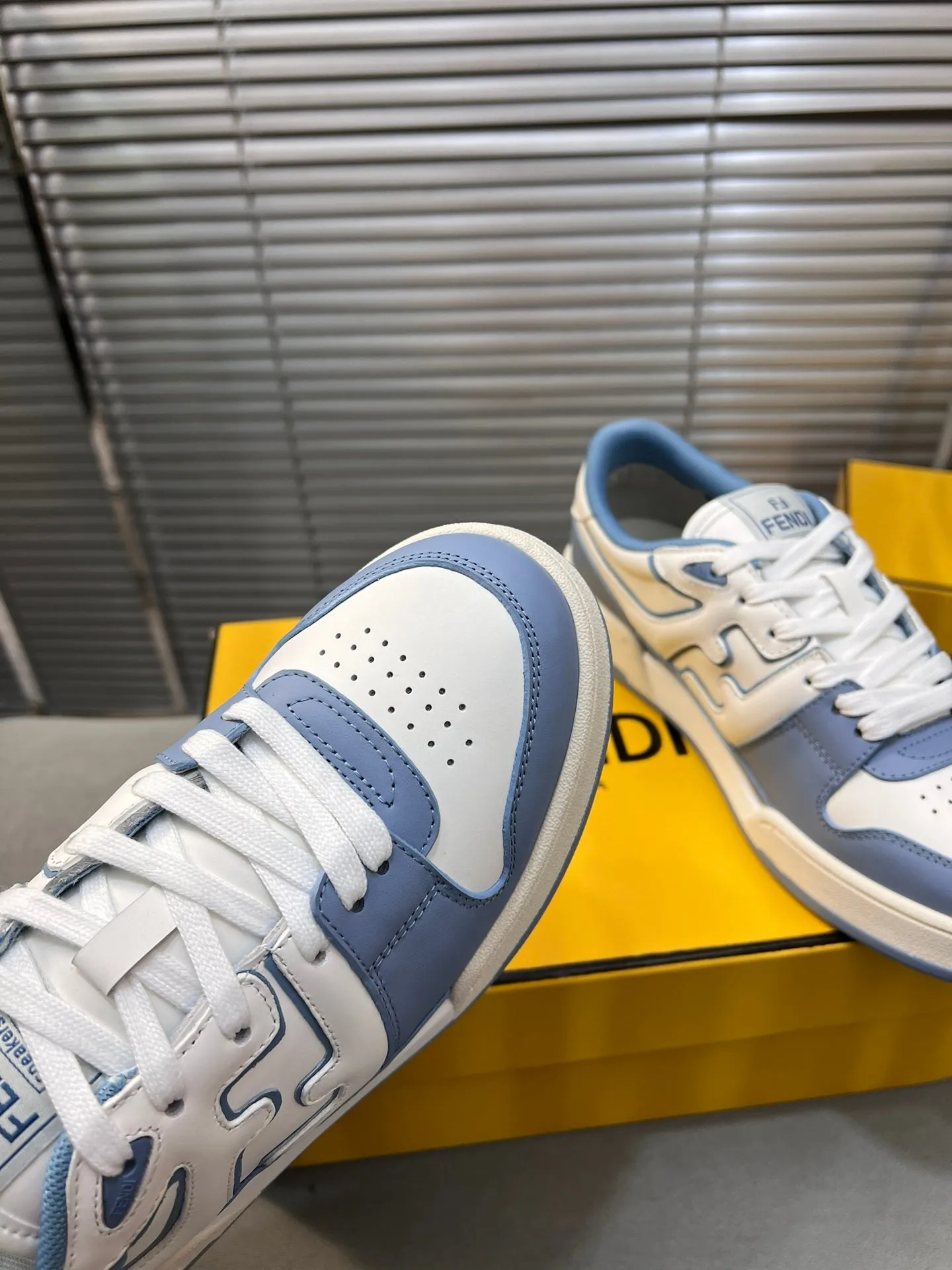BLUE FENDI WHITE CERULEAN CALFSKIN AND MIX MESH Secure payment options FENDI Client satisfaction MATCH IN LOW TOPS