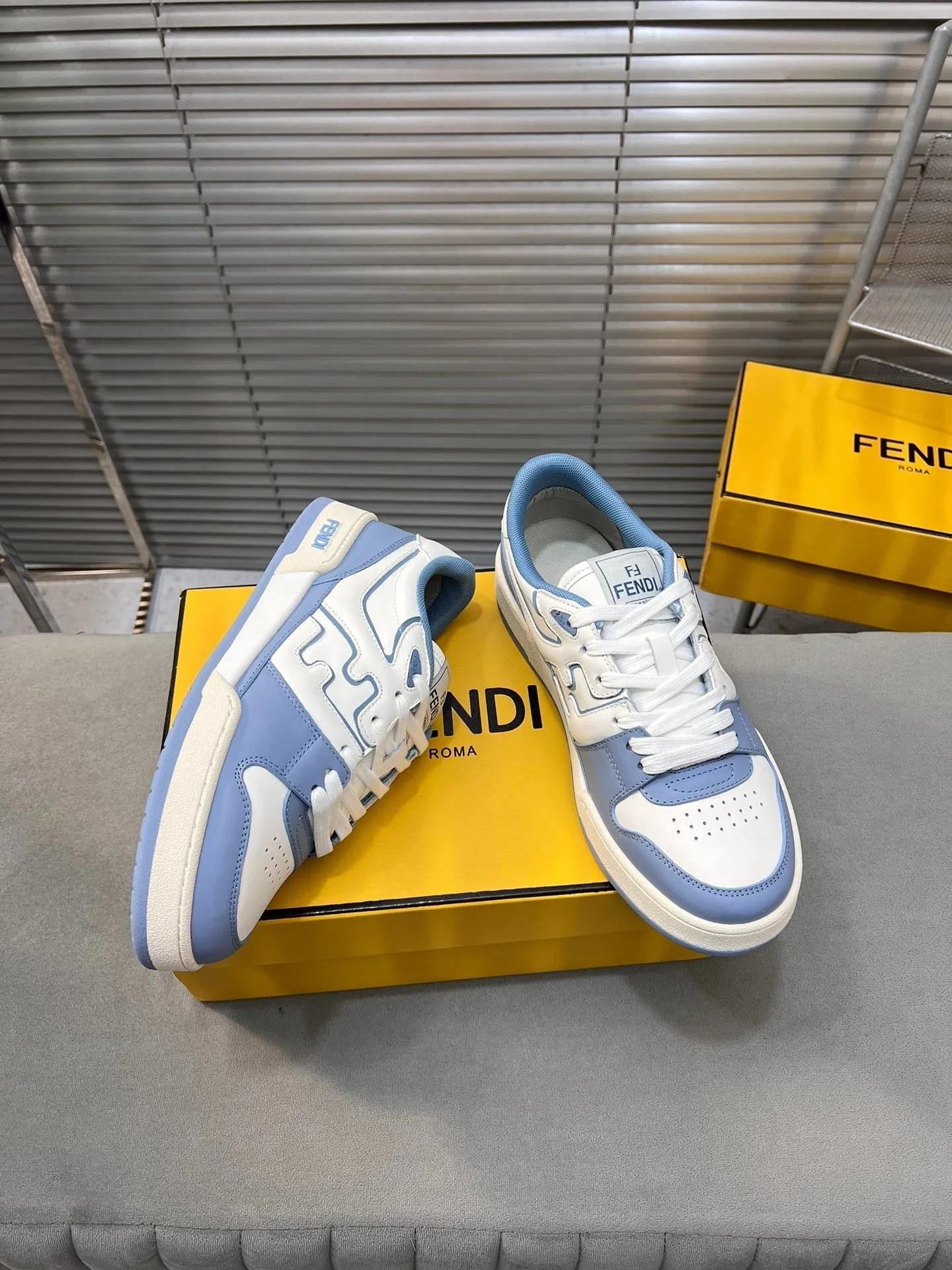 BLUE FENDI WHITE CERULEAN CALFSKIN AND MIX MESH Secure payment options FENDI Client satisfaction MATCH IN LOW TOPS