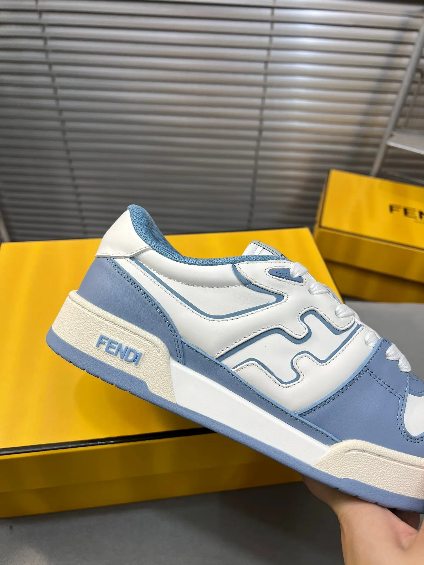 BLUE FENDI WHITE CERULEAN CALFSKIN AND MIX MESH Secure payment options FENDI Client satisfaction MATCH IN LOW TOPS