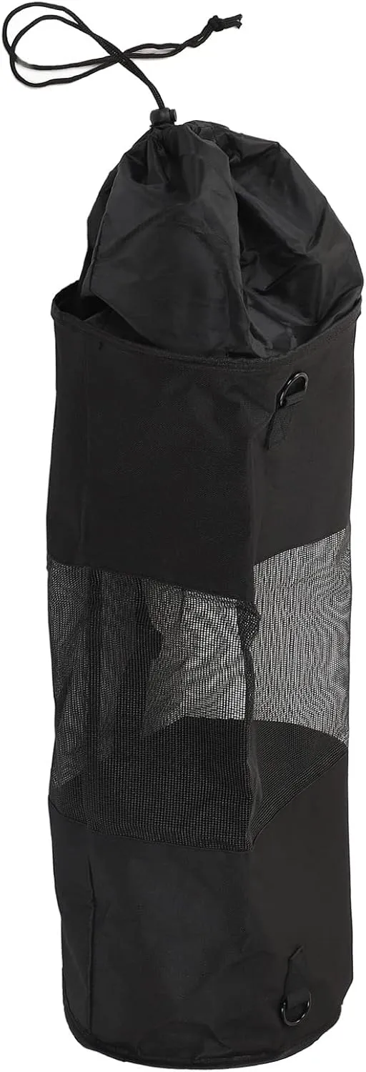 Boat Trash Bag, Ventilated Mesh Wear Proof Large Capacity Foldable Boat Trash Can, Adjustable Buckle Boat Garbage Bag Container for Pontoon Boat Camping Fishing Black