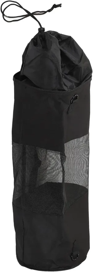 Boat Trash Bag, Ventilated Mesh Wear Proof Large Capacity Foldable Boat Trash Can, Adjustable Buckle Boat Garbage Bag Container for Pontoon Boat Camping Fishing Black