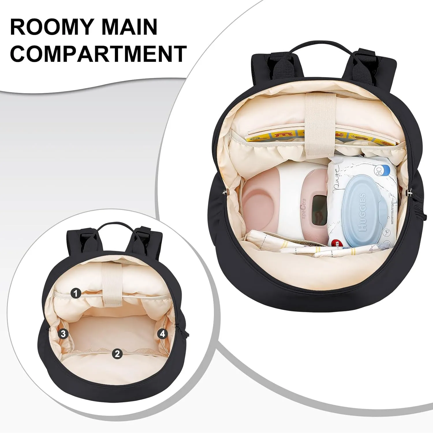Breast Pump Backpack Fit for Spectra S1 and S2 with Removable Cooler Compartment, Pumping Bag for Pump Accessories, Breast Pump Bag for Work, Travel and Family Use Black