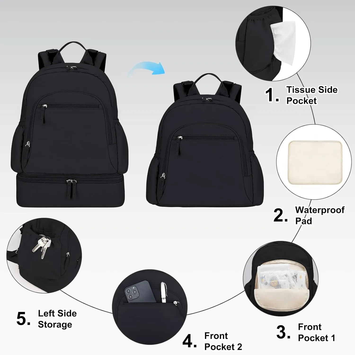 Breast Pump Backpack Fit for Spectra S1 and S2 with Removable Cooler Compartment, Pumping Bag for Pump Accessories, Breast Pump Bag for Work, Travel and Family Use Black