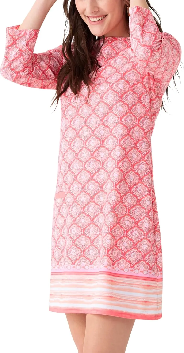 Cabana Life Shift Dress, UPF 50  Sun Protection Casual Dress, Boat Neckline, Quarter Sleeve, Womens Fashion
