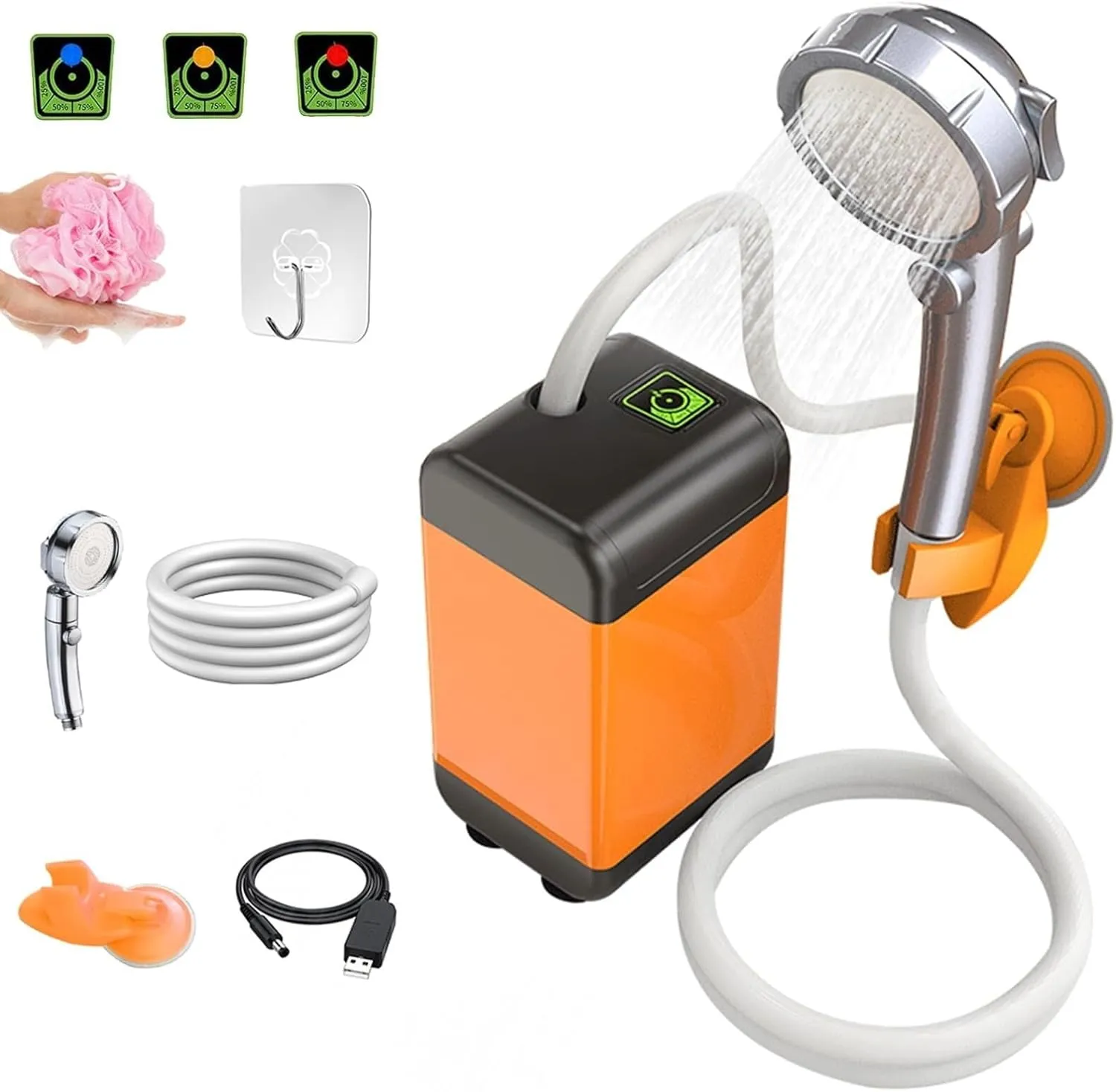 Camping Shower, Rechargeable Outdoor Shower with 7800mAh Battery, Electric Travel Shower Water Pump for Camping, Car, Pet, Beach, Garden(Display,7800 mAh)