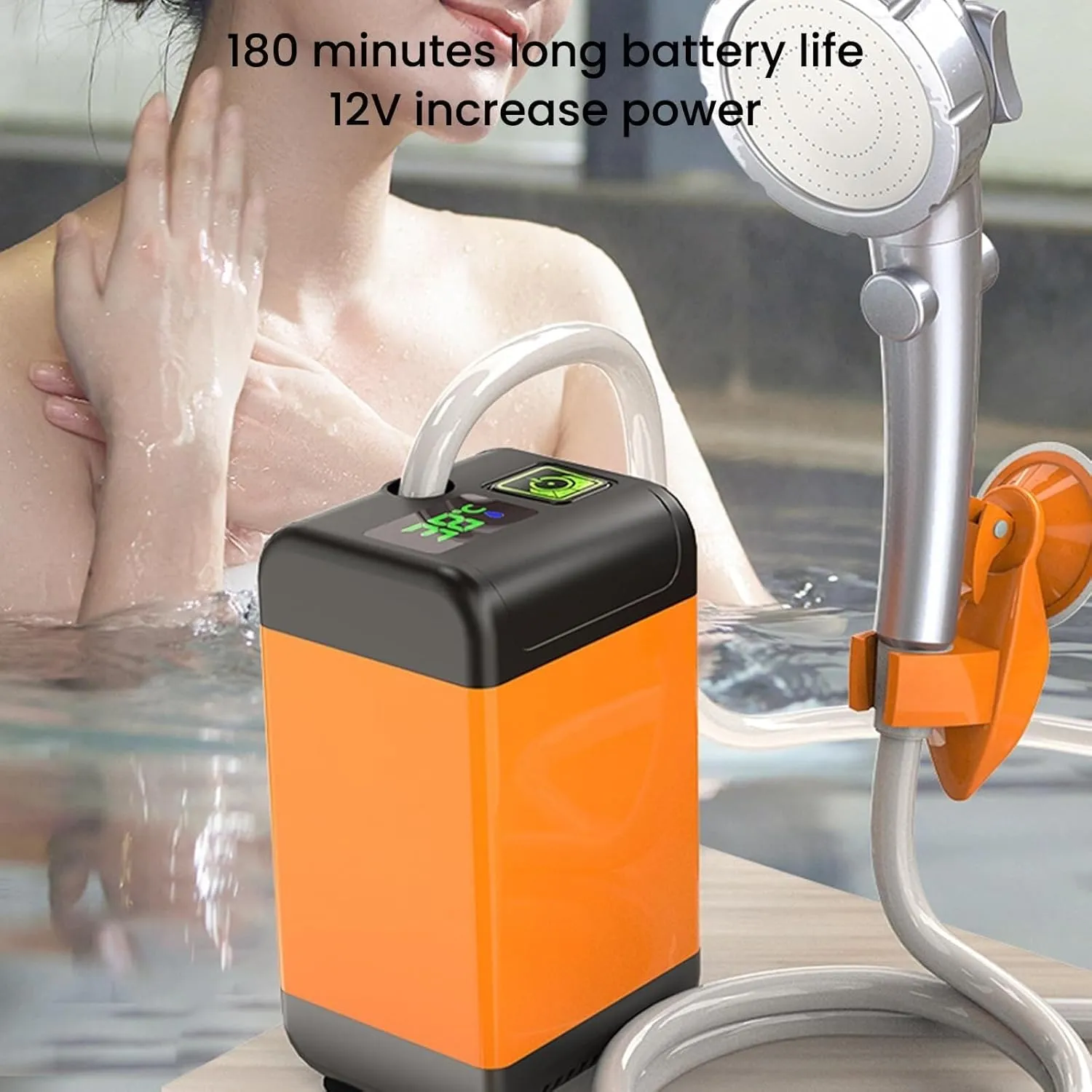 Camping Shower, Rechargeable Outdoor Shower with 7800mAh Battery, Electric Travel Shower Water Pump for Camping, Car, Pet, Beach, Garden(Display,7800 mAh)