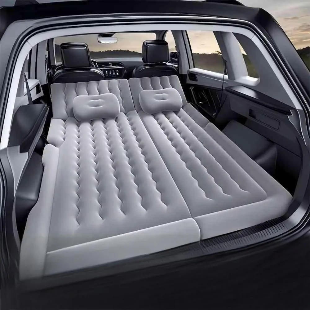 Car Air Mattress for Audi Q7 4M(7seats) 2015 2016 2017 2018 2019,Flocking & PVC Thickened Double-Sided Portable Foldable Sleeping Pad Back Seat Trunk Inflatable Electric Pump Pillows,A