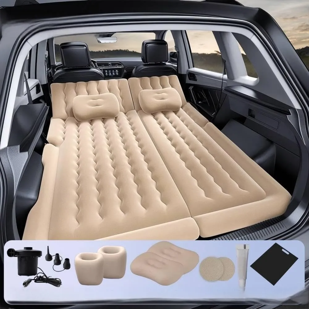 Car Air Mattress for Cadillac XT6(6seats/222) 2020 2021 2022 2023,Flocking & PVC Thickened Double-Sided Portable Foldable Sleeping Pad Back Seat Trunk Inflatable Electric Pump Pillows,C