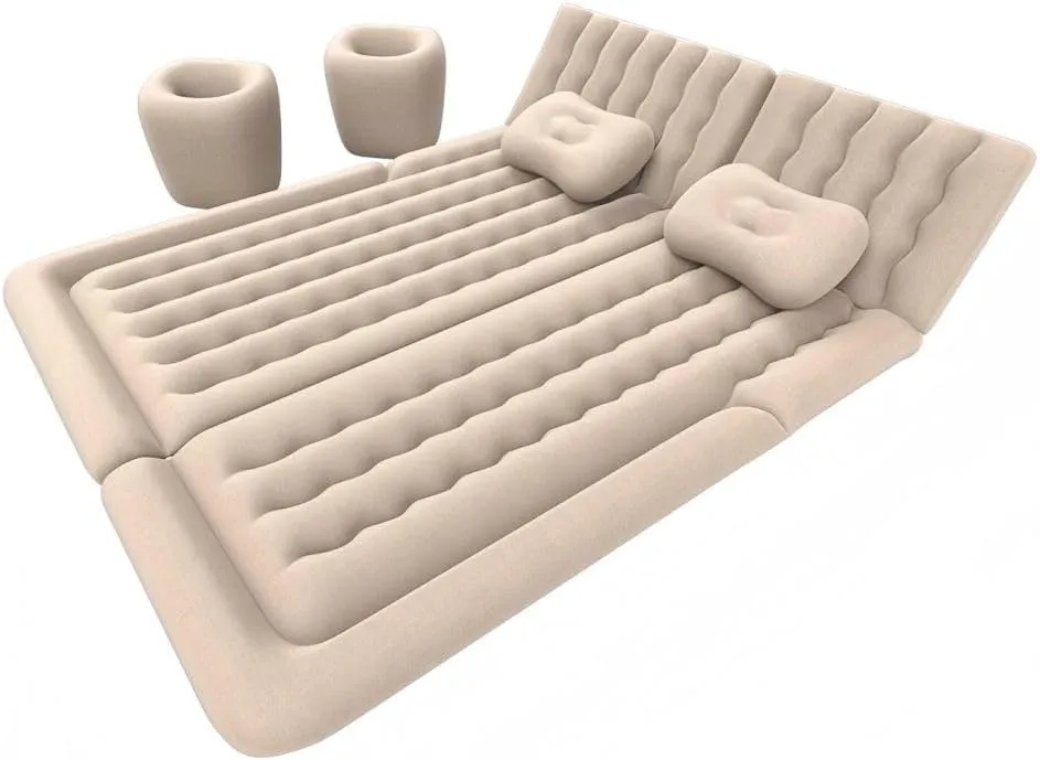 Car Air Mattress for Mitsubishi Pajero V97(3.8L) (7seats) 2007-2009 2010 2011 2012,Flocking & PVC Thickened Double-Sided Portable Foldable Sleeping Pad Back Seat Trunk Inflatable Electric Pump Pillows