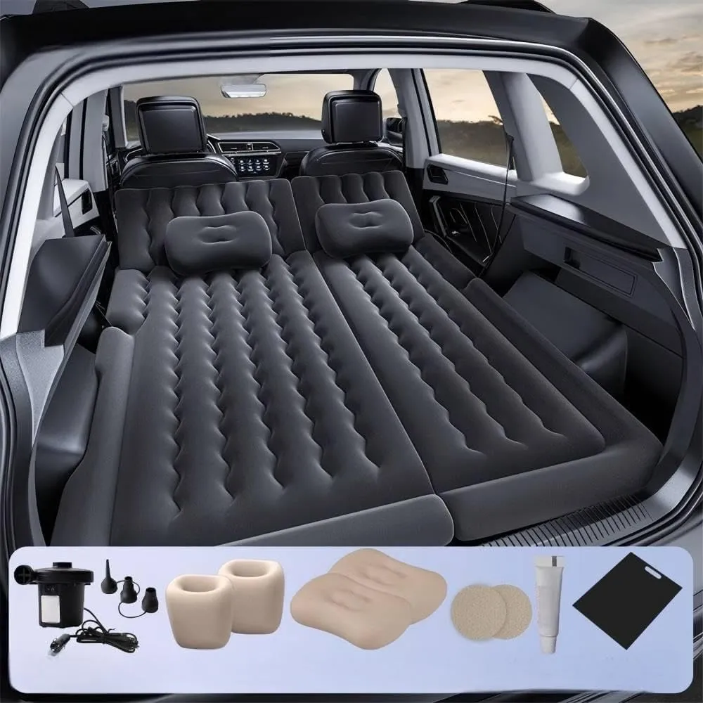 Car Air Mattress for Seat Ibiza 2017 2018 2019 2020 2021 2022 2023 2024,Flocking & PVC Thickened Double-Sided Portable Foldable Sleeping Pad Back Seat Trunk Inflatable Electric Pump Pillows