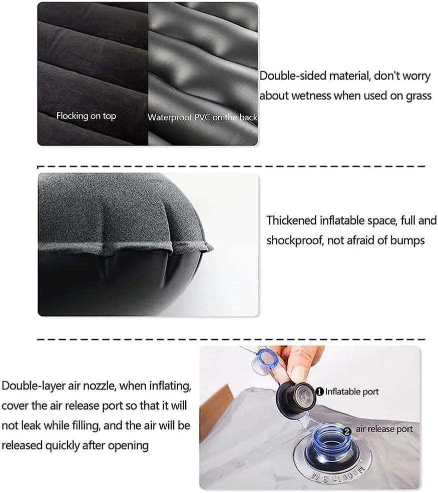Car Air Mattress for Seat Ibiza 2017 2018 2019 2020 2021 2022 2023 2024,Flocking & PVC Thickened Double-Sided Portable Foldable Sleeping Pad Back Seat Trunk Inflatable Electric Pump Pillows