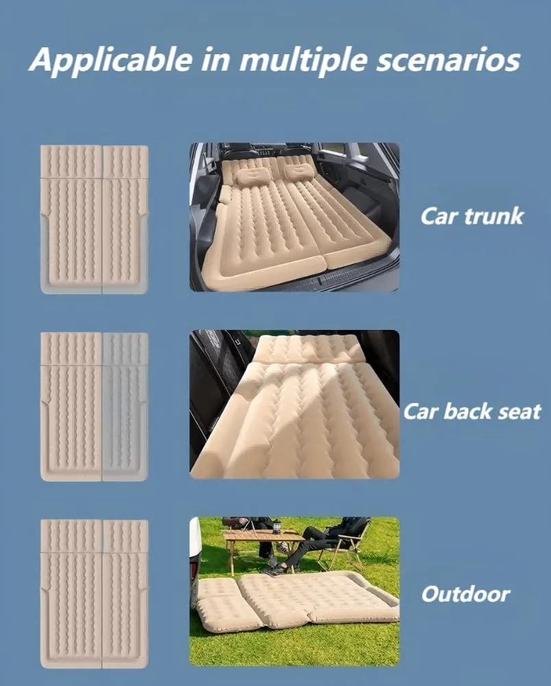 Car Air Mattress for Seat Ibiza 2017 2018 2019 2020 2021 2022 2023 2024,Flocking & PVC Thickened Double-Sided Portable Foldable Sleeping Pad Back Seat Trunk Inflatable Electric Pump Pillows