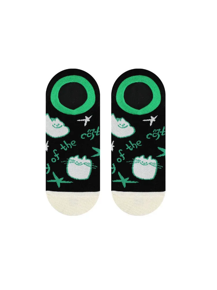 Cartoon Kitty Boat Socks