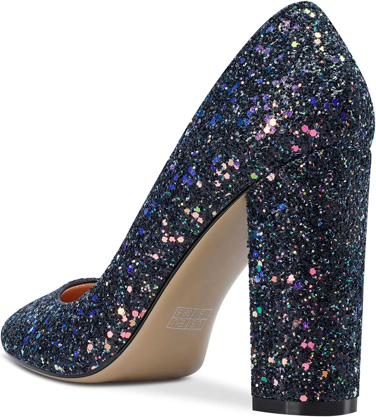 Castamere Women's High Block Heel Pumps Slip On Classic Round Toe Heels Wedding Party Dress Office Shoes 10CM