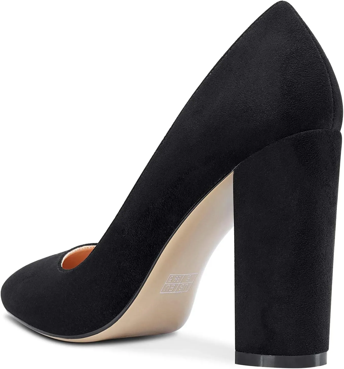 Castamere Women's High Block Heel Pumps Slip On Classic Round Toe Heels Wedding Party Dress Office Shoes 10CM