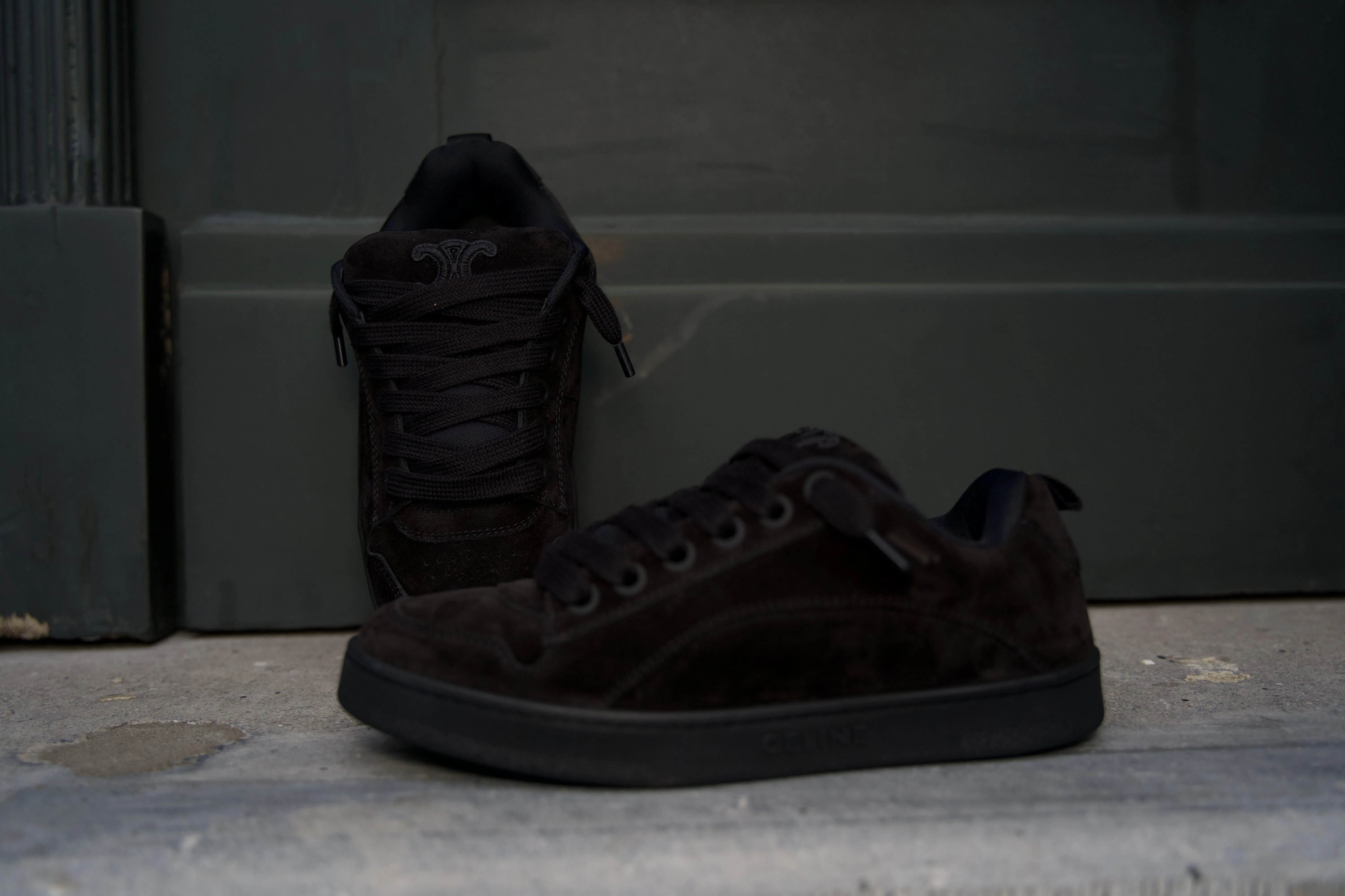 Celine Huntington Sneaker Suède Calfskin & Mesh 'Black'