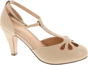 Chase & Chloe New Kimmy-36 Women's Teardrop Cut Out T-Strap Mid Heel Dress Pumps