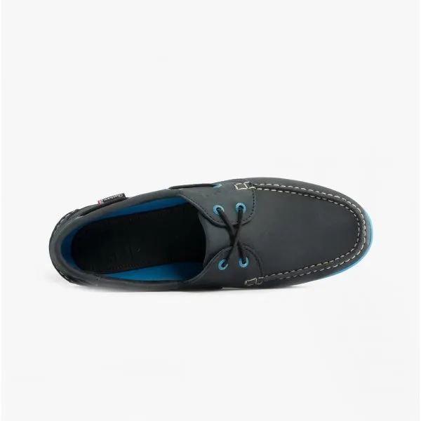 Chatham COMPASS II G2 Mens Leather Boat Shoes Navy/Turq