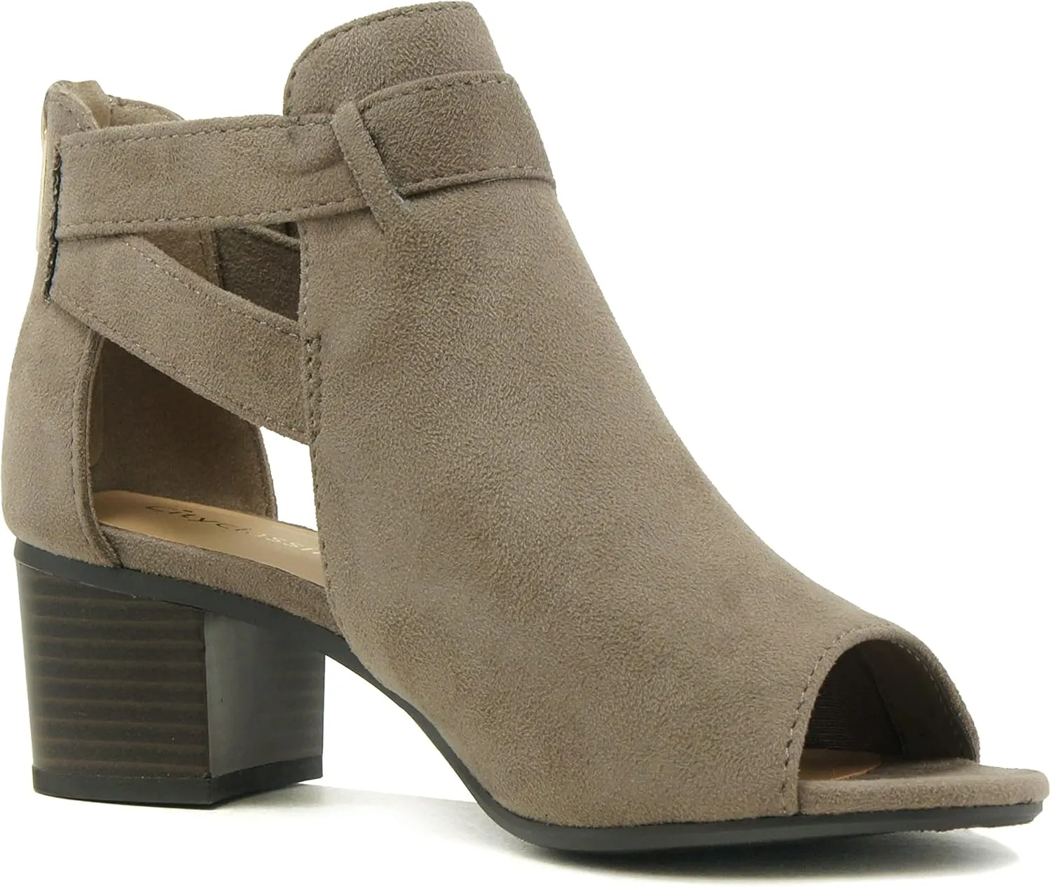 City Classified Invest Women's Fashion Cutout Side Strap Heeled Ankle Sandal Booties